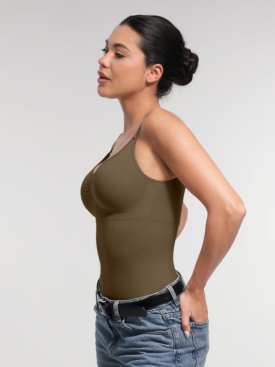 SculptiqStyles™ Seamless Tummy Control Thong Bodysuit with Removable Pads