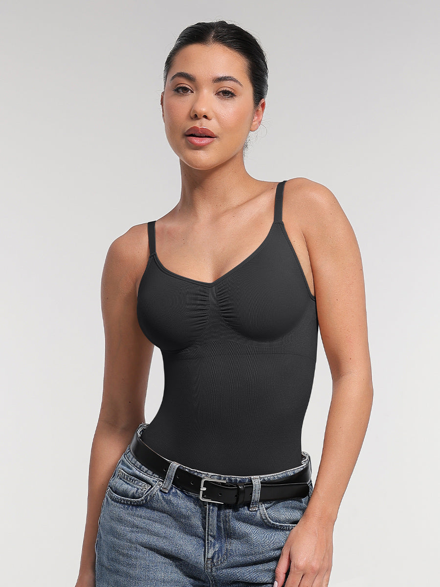 SculptiqStyles™ Seamless Tummy Control Thong Bodysuit with Removable Pads