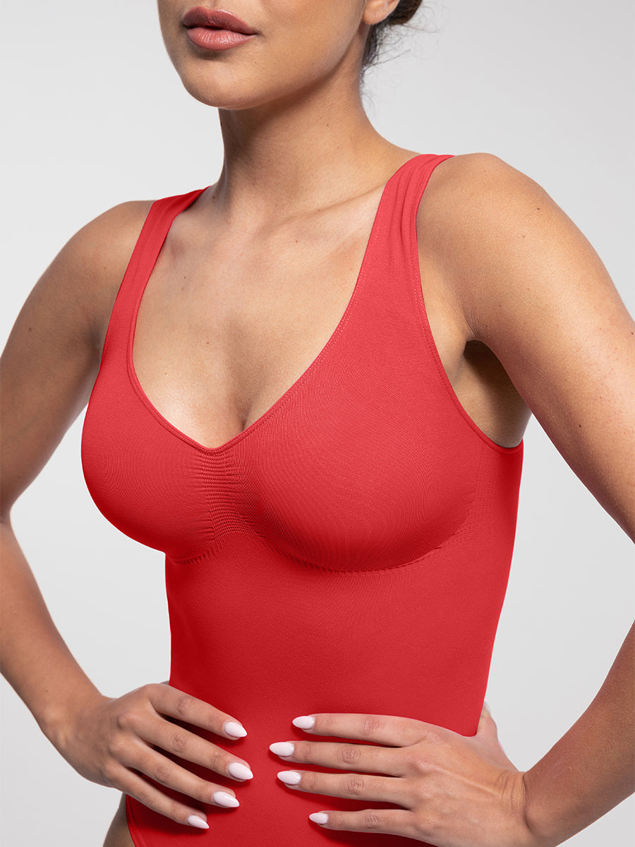 SculptiqStyles™ Seamless Thong Bodysuit with Bust Support & Tummy Control