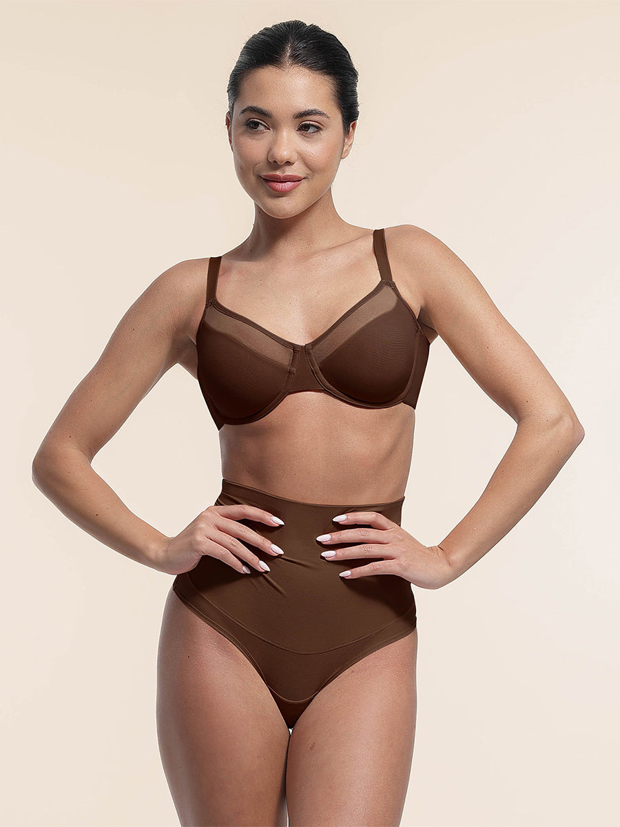 SculptiqStyles™ Sheer Mesh Full-Coverage Underwire Bra with Adjustable Straps