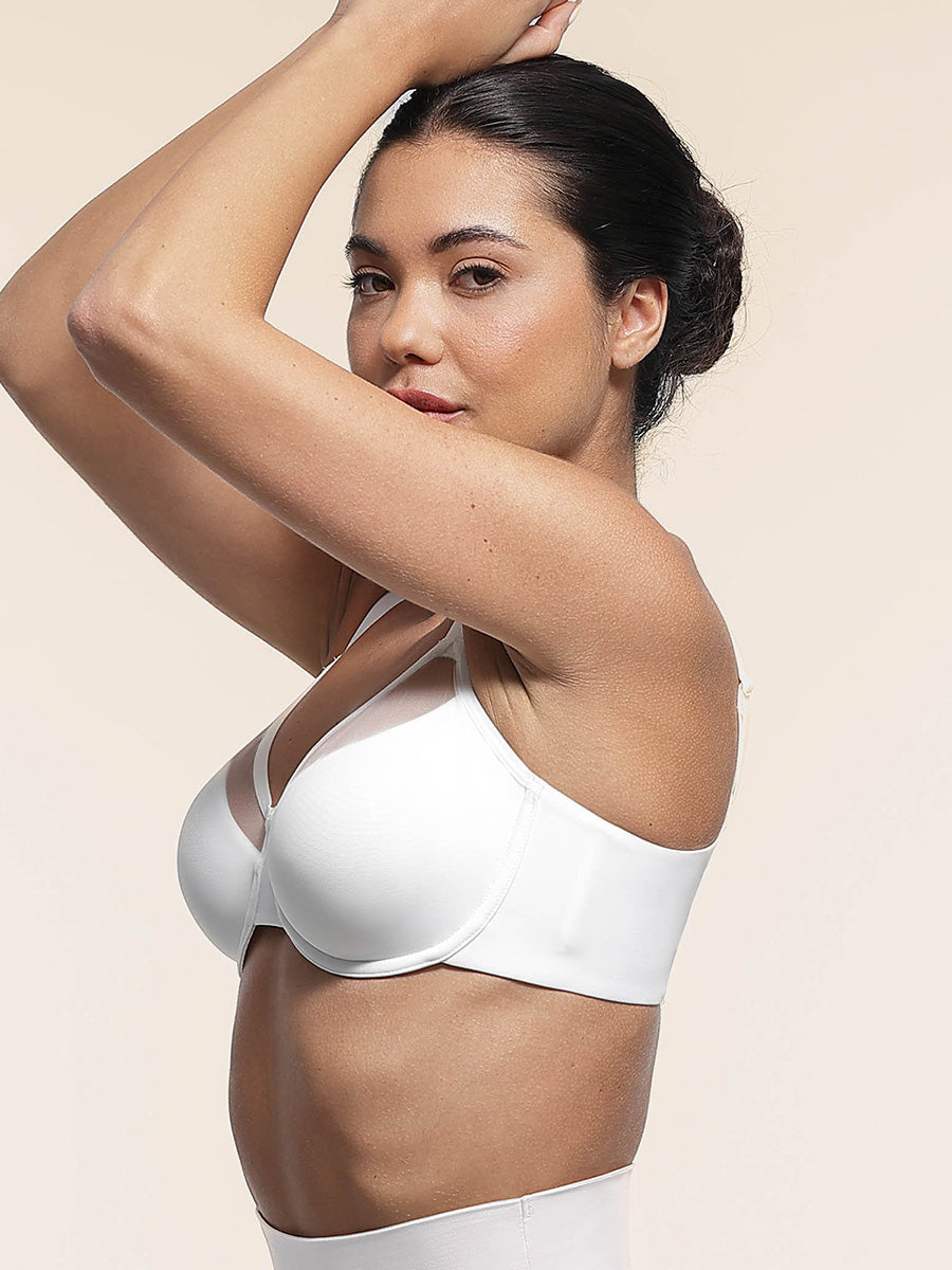 SculptiqStyles™ Sheer Mesh Full-Coverage Underwire Bra with Adjustable Straps