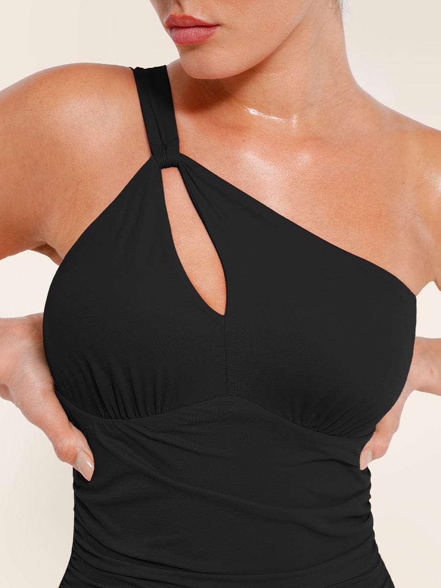 SculptiqStyles™ Ruched Tummy Control Swimsuit with Chest Support