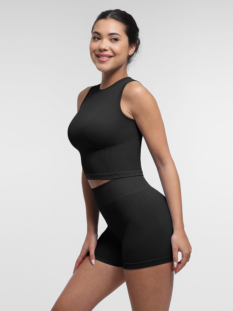 SculptiqStyles™ Seamless Supportive Sports Top with Built-In Bra