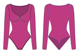 SculptiqStyles™ Seamless Long Sleeve Chest Support Tummy Control Thong Bodysuit