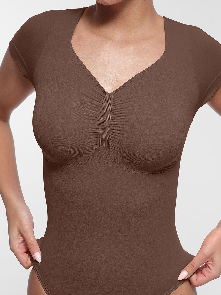 SculptiqStyles™ Seamless Thong Bodysuit with Bust Support & Tummy Control