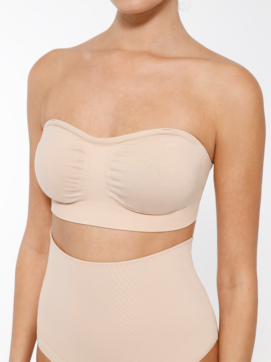 SculptiqStyles™ Seamless Strapless Wireless Bra with Removable Pads