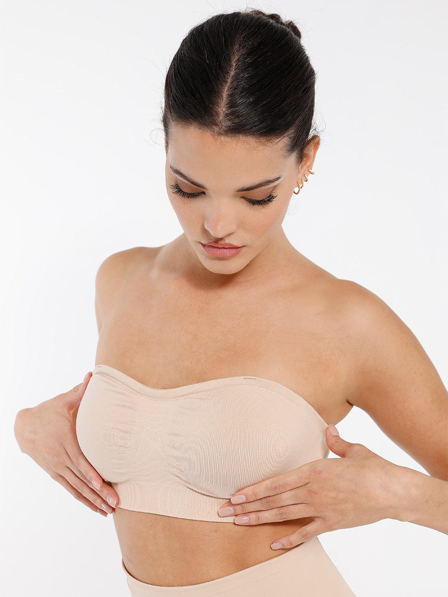 SculptiqStyles™ Seamless Strapless Wireless Bra with Removable Pads