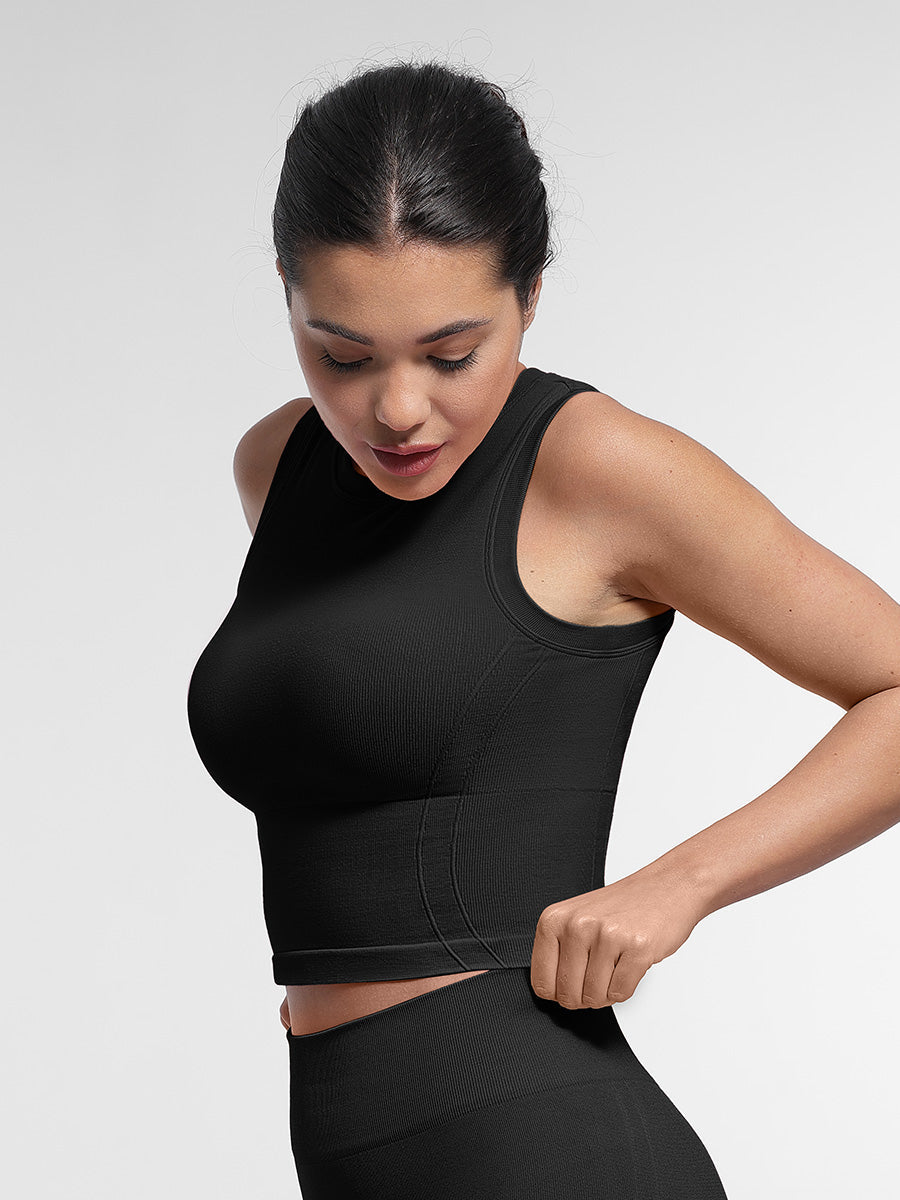 SculptiqStyles™ Seamless Supportive Sports Top with Built-In Bra