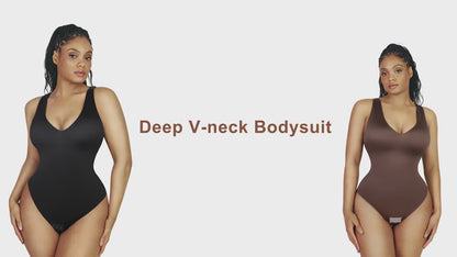 SculptiqStyles™ Deep V-neck Waist and Abdomen Sculpting Bodysuit