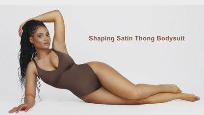 SculptiqStyles™ Shaping-Tanga-Body aus Satin mit integriertem elastischem Mesh-Gewebe