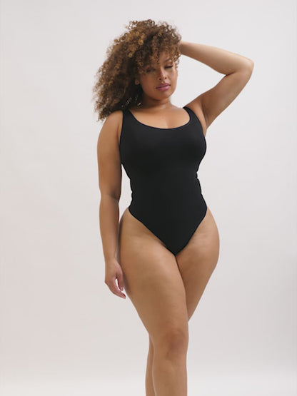 SculptiqStyles™ Eco-friendly Seamless Outerwear Belly Control Thong Bodysuit