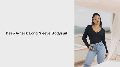 SculptiqStyles™ Elegant V-Neck Waist-Shaping Seamless Bodysuit