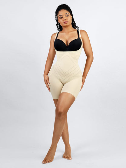 Wholesale Liquid Spandex Open-Bust Mid-Thigh  Shaping Boyshort Bodysuit