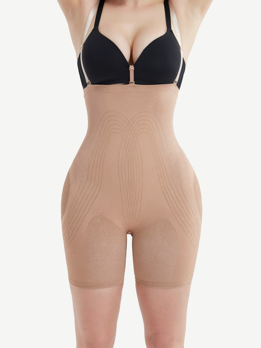 Wholesale Strengthen Black High Waisted Shapewear With Bra Clips Tight Fit