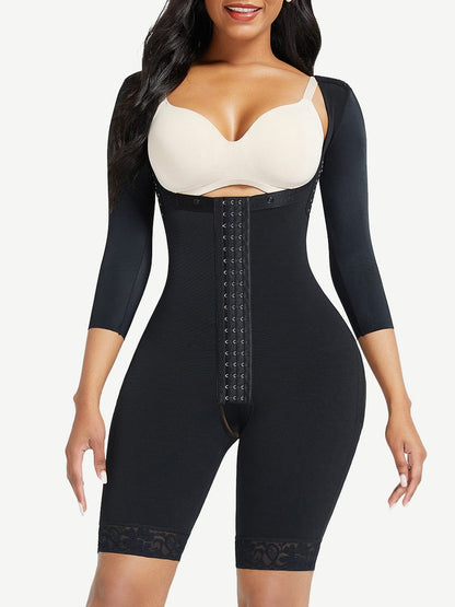 Wholesale Lace Trim Hourglass Post-surgical Body Shaper With Sleeves Good Elastic