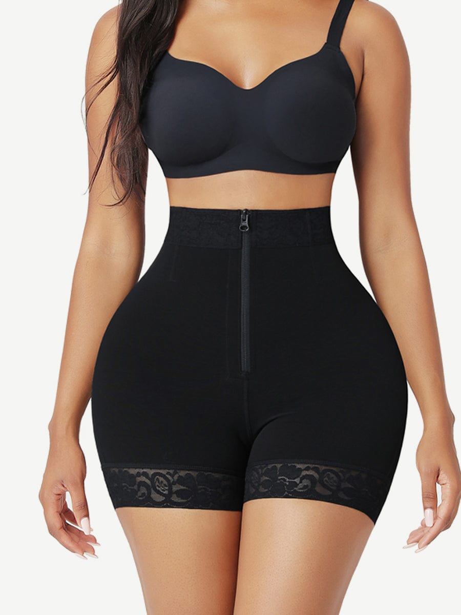 Wholesale Front Zipper Butt Lifter Shorts High Waist Curve-Creating