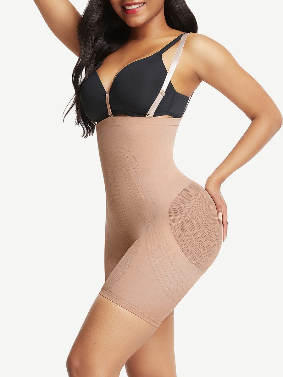 Wholesale Strengthen Black High Waisted Shapewear With Bra Clips Tight Fit