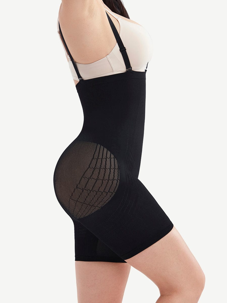 Wholesale Strengthen Black High Waisted Shapewear With Bra Clips Tight Fit