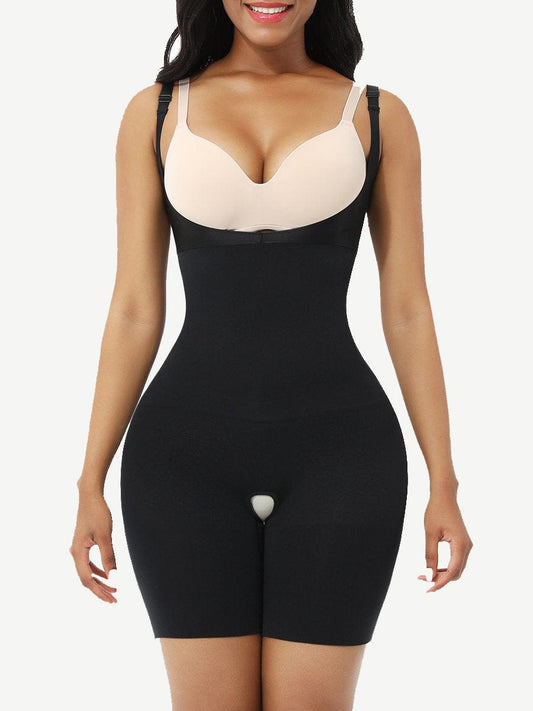 Wholesale Black Open Gusset Seamless Shapewear Bodysuit Hourglass Figure