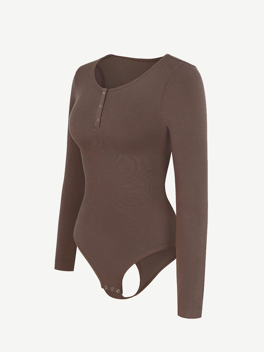 Wholesale Seamless Outer Long Sleeve Thong Bodysuit