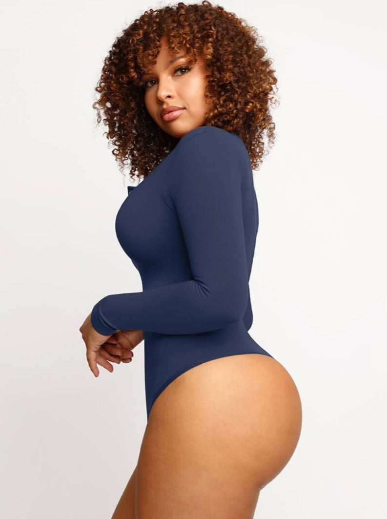 Wholesale Seamless Outer Long Sleeve Thong Bodysuit