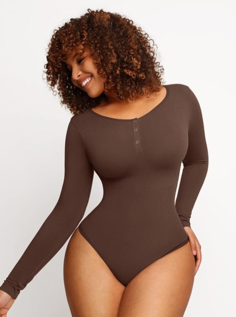 Wholesale Seamless Outer Long Sleeve Thong Bodysuit