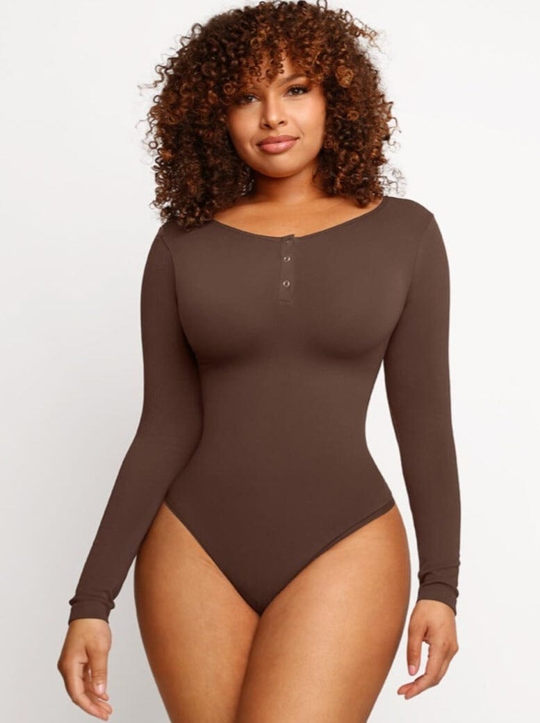 Wholesale Seamless Outer Long Sleeve Thong Bodysuit