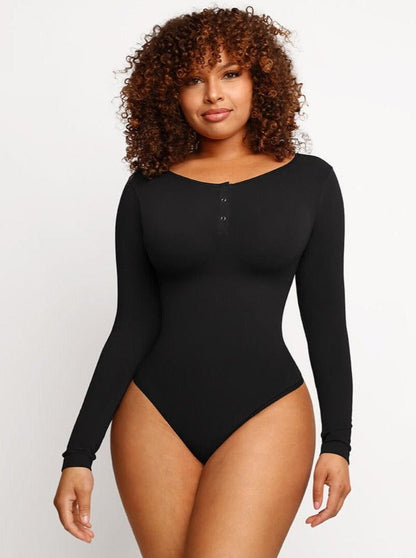 Wholesale Seamless Outer Long Sleeve Thong Bodysuit