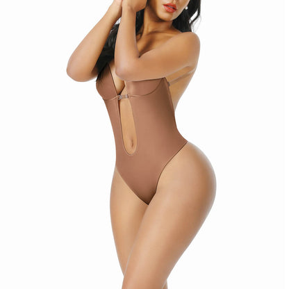 Wholesale High Waist 30D Fabric Tummy Control Bodysuit with Nubuck Shoulder Straps