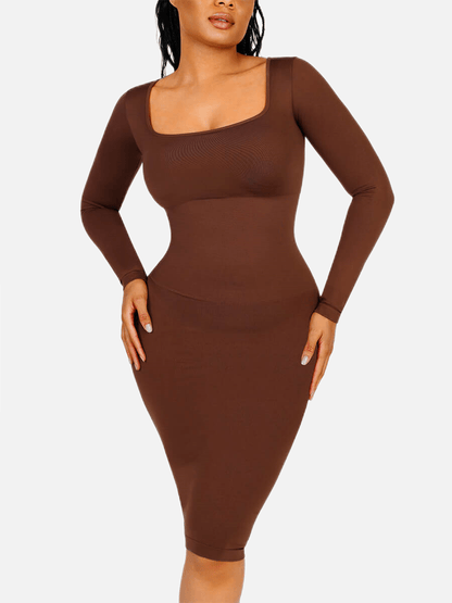 Wholesale Seamless Square Neck Long Sleeve Dress