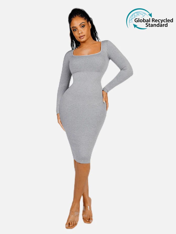 SculptiqStyles™ "Eco-Chic Seamless  Long Sleeve Shaper Dress