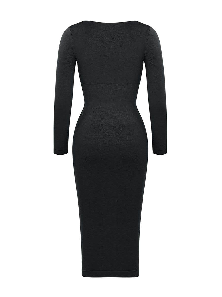 Wholesale Seamless Square Neck Long Sleeve Shaper Dress