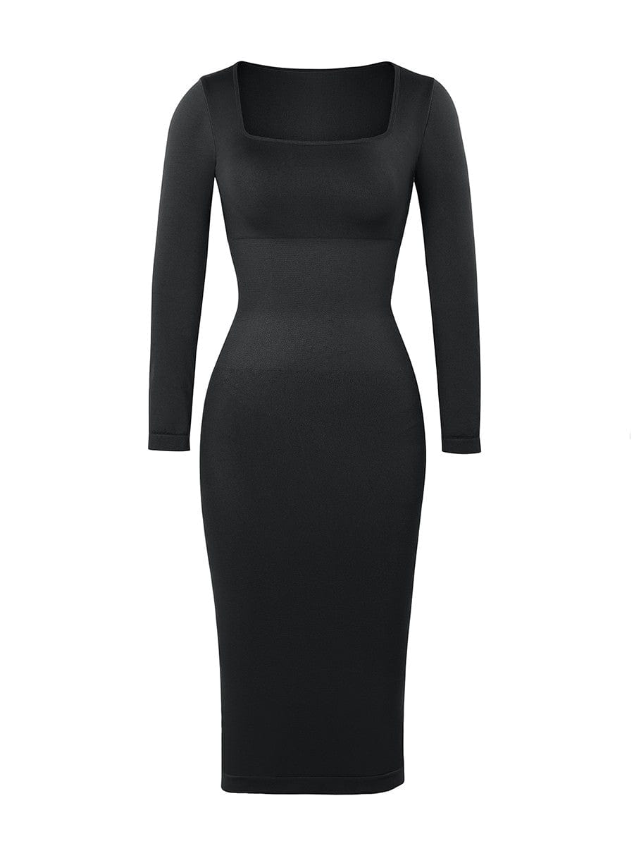 Wholesale Seamless Square Neck Long Sleeve Shaper Dress