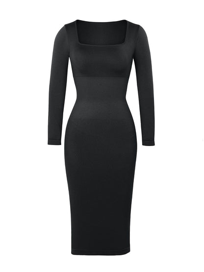 Wholesale Seamless Square Neck Long Sleeve Shaper Dress