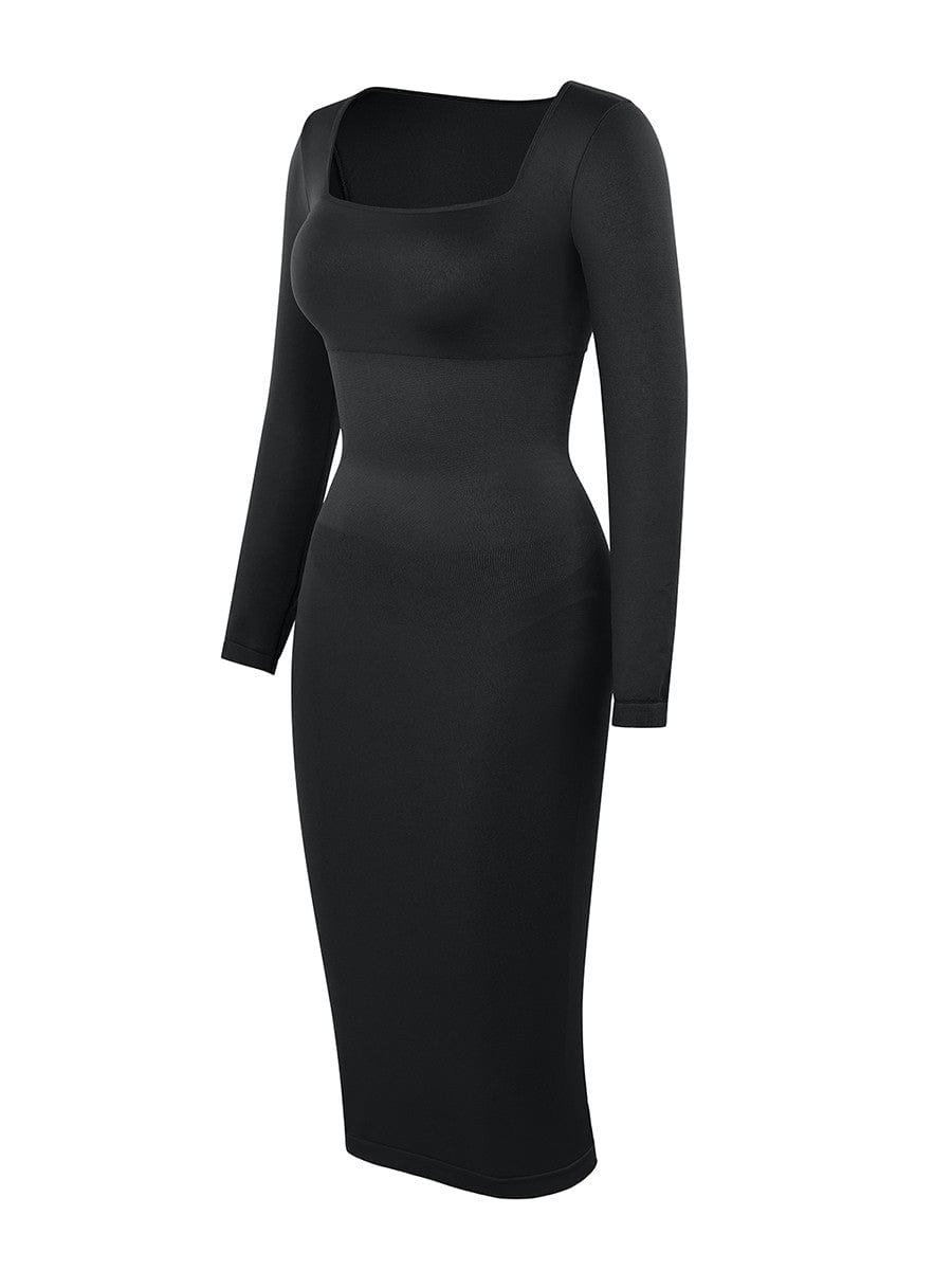 Wholesale Seamless Square Neck Long Sleeve Shaper Dress