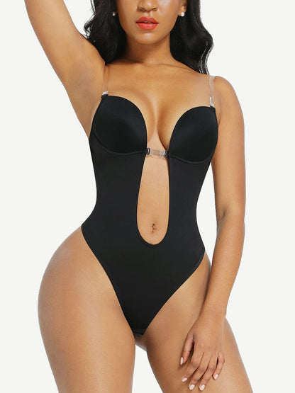 Wholesale High Waist 30D Fabric Tummy Control Bodysuit with Nubuck Shoulder Straps