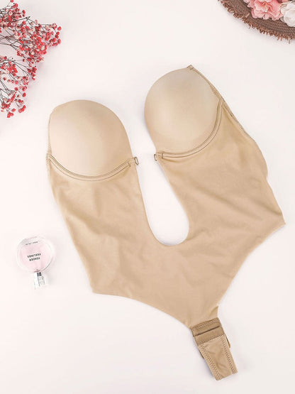 Wholesale High Waist 30D Fabric Tummy Control Bodysuit with Nubuck Shoulder Straps