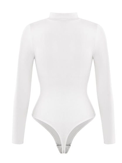 Wholesale Seamless Eco-friendly Turtle Neck Long Sleeve Thong Bodysuit