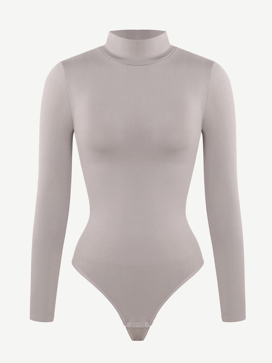 Wholesale Seamless Eco-friendly Turtle Neck Long Sleeve Thong Bodysuit