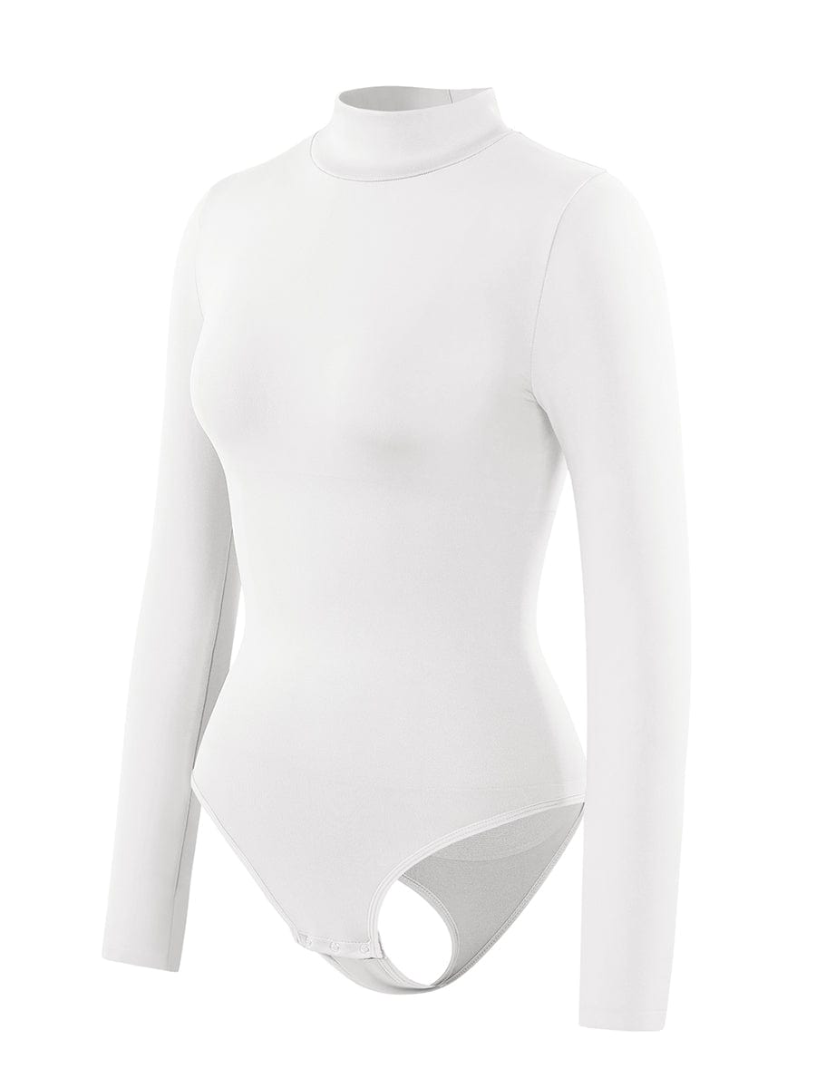 Wholesale Seamless Eco-friendly Turtle Neck Long Sleeve Thong Bodysuit