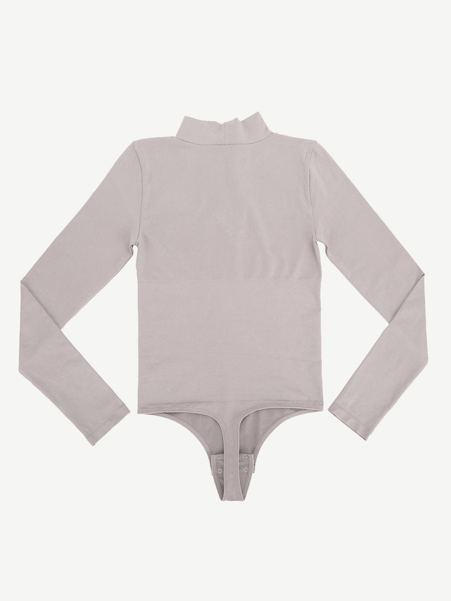 Wholesale Seamless Eco-friendly Turtle Neck Long Sleeve Thong Bodysuit