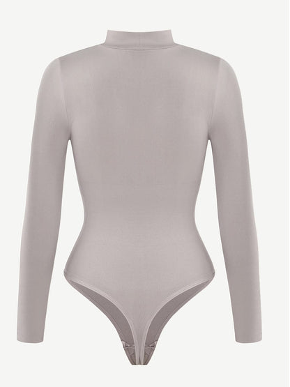 Wholesale Seamless Eco-friendly Turtle Neck Long Sleeve Thong Bodysuit