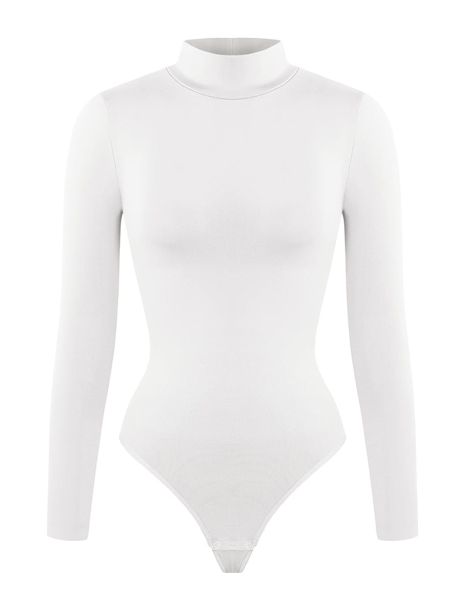 Wholesale Seamless Eco-friendly Turtle Neck Long Sleeve Thong Bodysuit