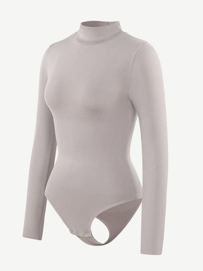 Wholesale Seamless Eco-friendly Turtle Neck Long Sleeve Thong Bodysuit