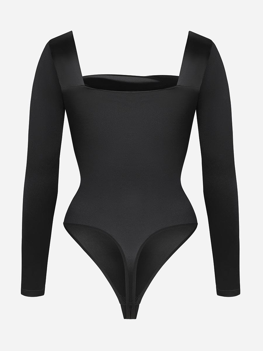 Wholesale Retro Square Neck Built in corset Tummy Control Bodysuit With removable coasters