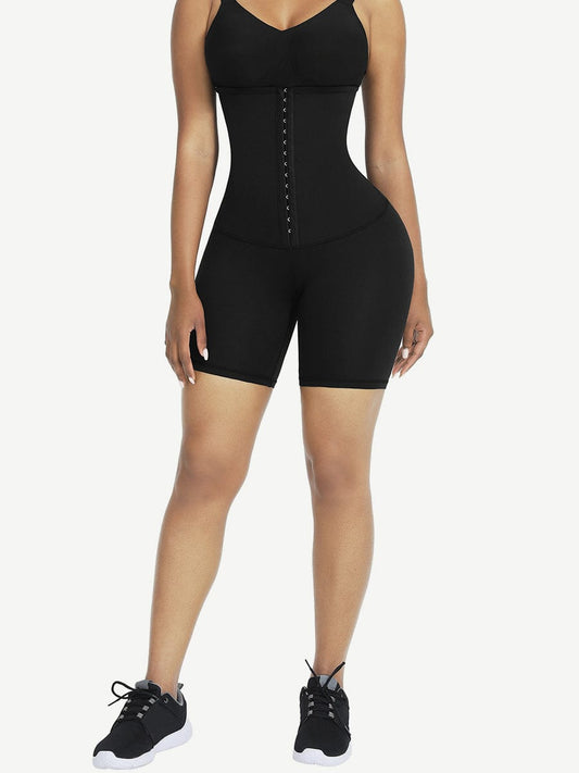 Wholesale Black High Waist 2-In-1 Waist Trainer Shorts Mid-Thigh Slimming Waist