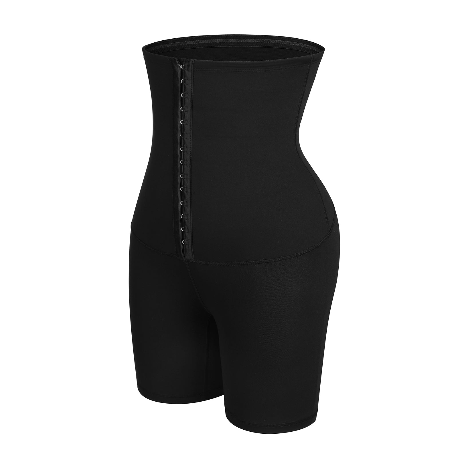 Wholesale Black High Waist 2-In-1 Waist Trainer Shorts Mid-Thigh Slimming Waist