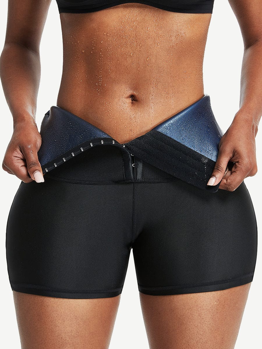 Wholesale Blue Neoprene Shorts Hook And Eye Closure Cellulite Reducing